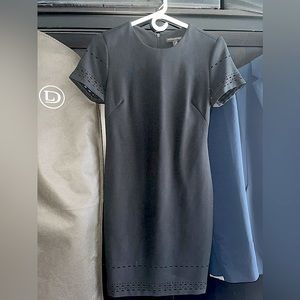 Black Perforated Detailing Short Sleeved Mini Skirt